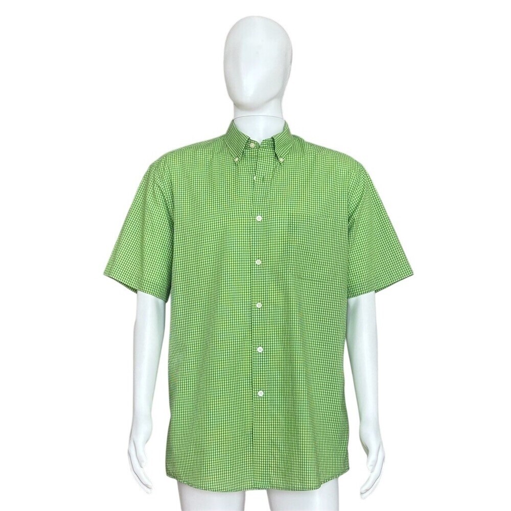 Saddlebred Shirt Mens Size L Green Gingham Check Short Sleeve Button-Up - Picture 7 of 7